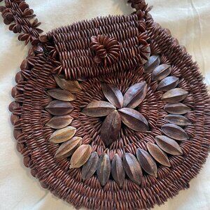 Mini Koa Seed Pod Purse Hawaiian Polynesian‎ Vintage
